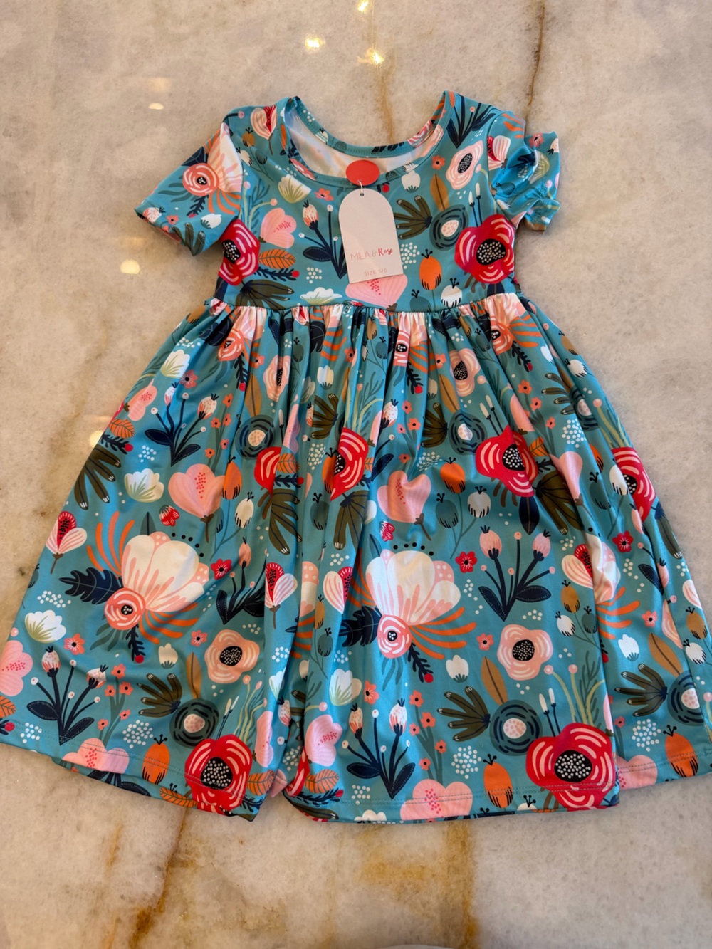 NWT Mila & Rose Twirl Dance - Teal Floral - Sz 5/6